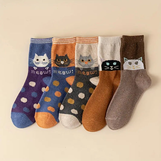 Cats Family Set Mid Tube Socks